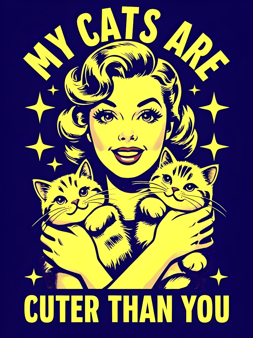 My Cats Are Cuter Than You – Retro Sass Cat Poster (A4, Glossy Photo Paper)