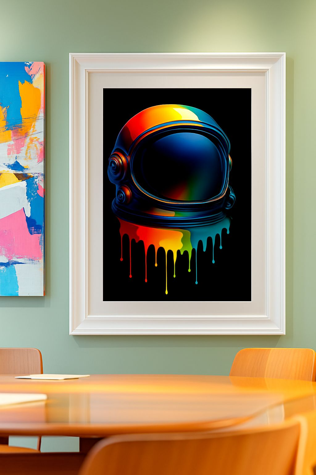 Rainbow Astronaut Helmet – A4 Glossy Pop Art Print (Unframed)