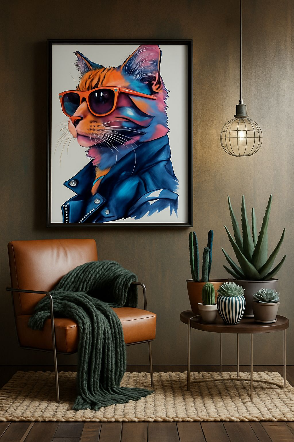 Cool Cat – Neon Rebel Poster (A4, glänzendes Fotopapier)