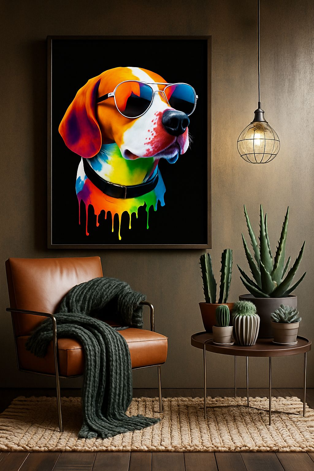 Cooler Beagle mit Sonnenbrille – A4 Kunstdruck auf glänzendem Fotopapier