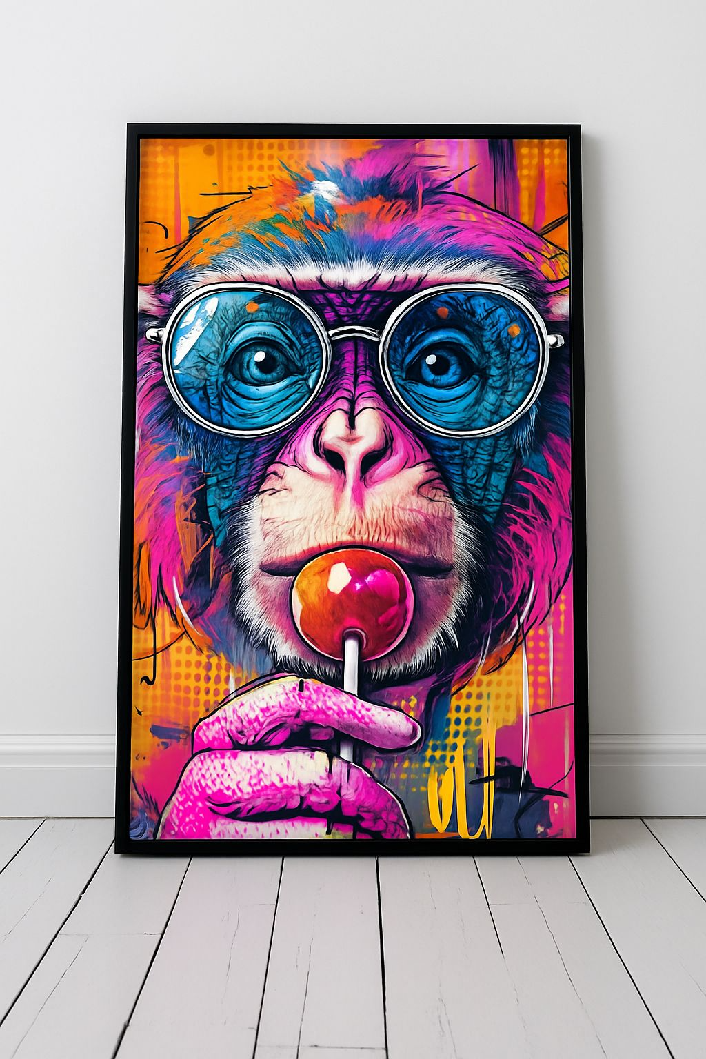 Lickin’ Legend – Neon Pop Art Monkey Poster (A4, Glossy Photo Paper)