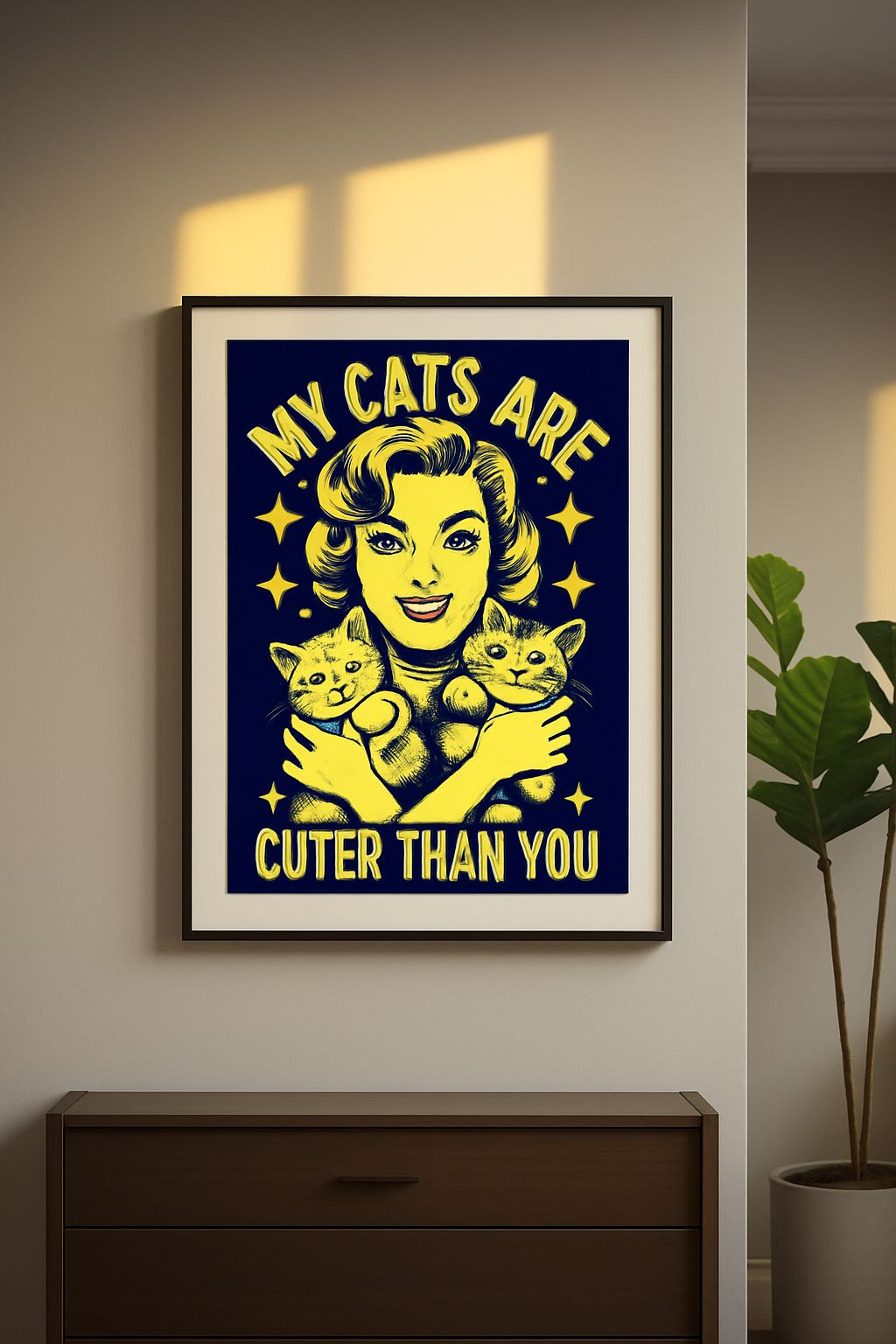My Cats Are Cuter Than You – Retro Sass Cat Poster (A4, Glossy Photo Paper)