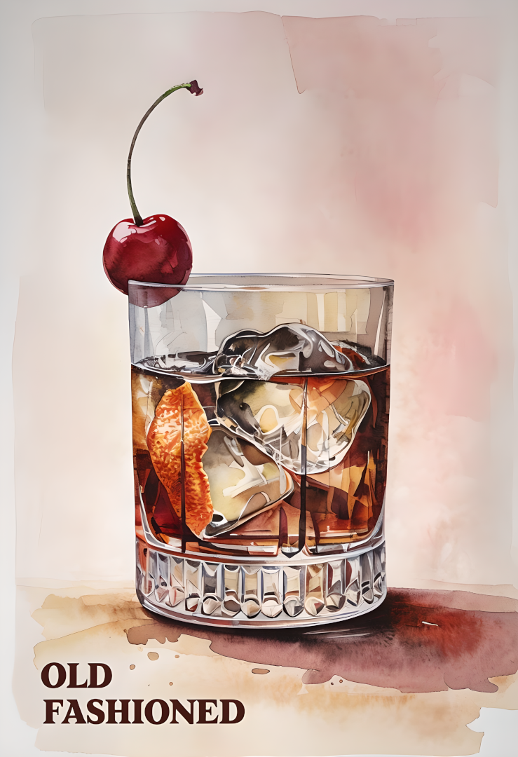 Old Fashioned – Watercolor Cocktail Art Poster