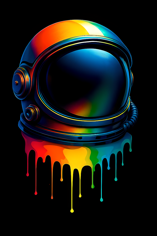 Rainbow Astronaut Helmet – A4 Glossy Pop Art Print (Unframed)
