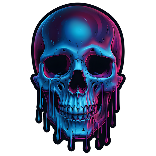 Neon Drip Skull – Melting Vinyl Sticker
