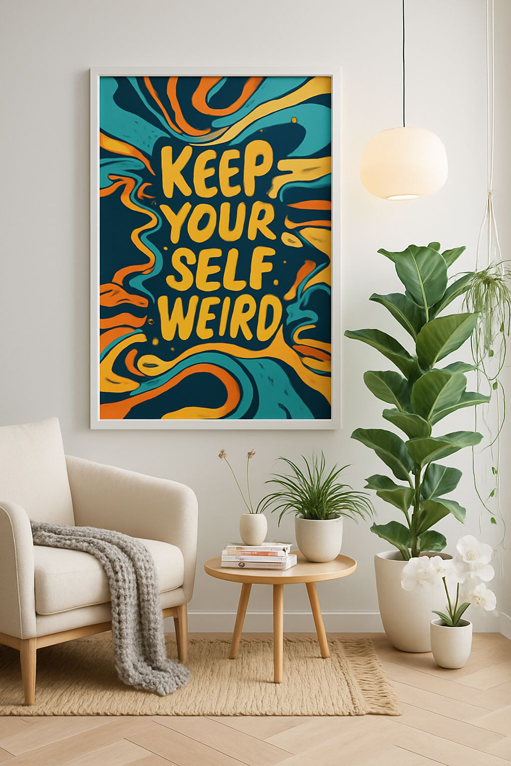 Keep Yourself Weird – Psychedelic Typography Poster (A4, Glossy Photo Paper)