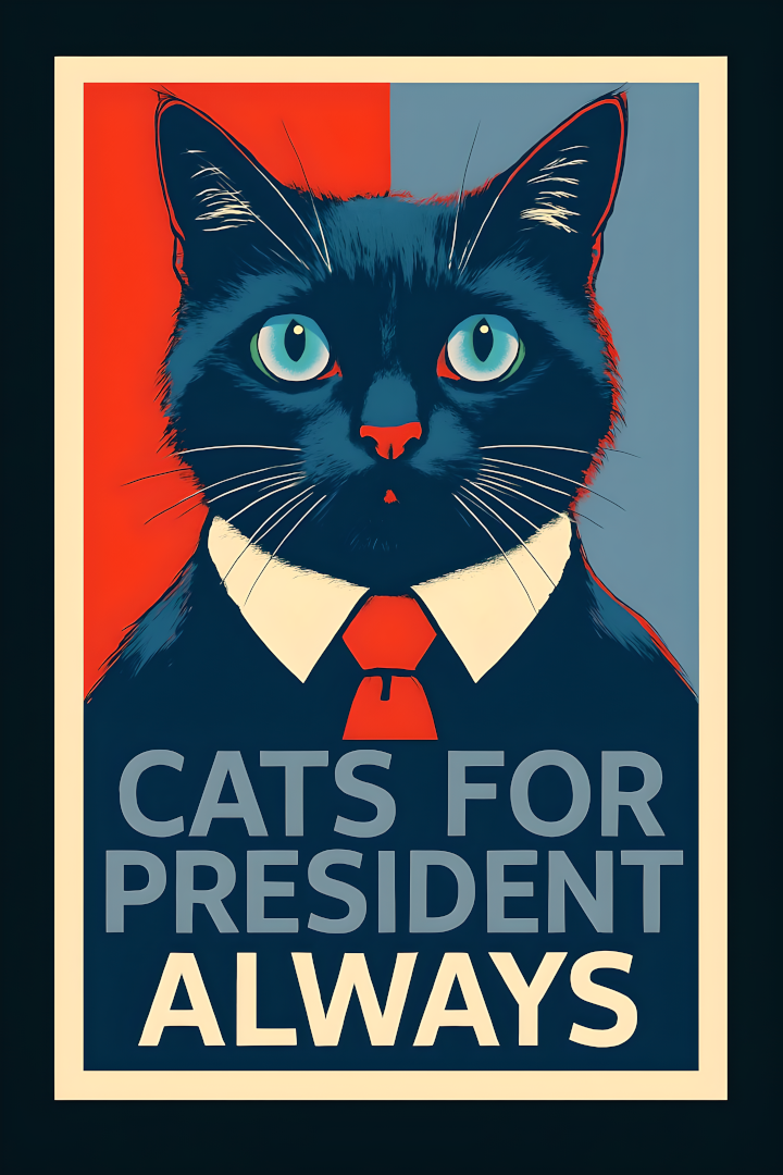 Cats for President – ​​Lustiges politisches Katzenposter (A4, glänzendes Fotopapier)