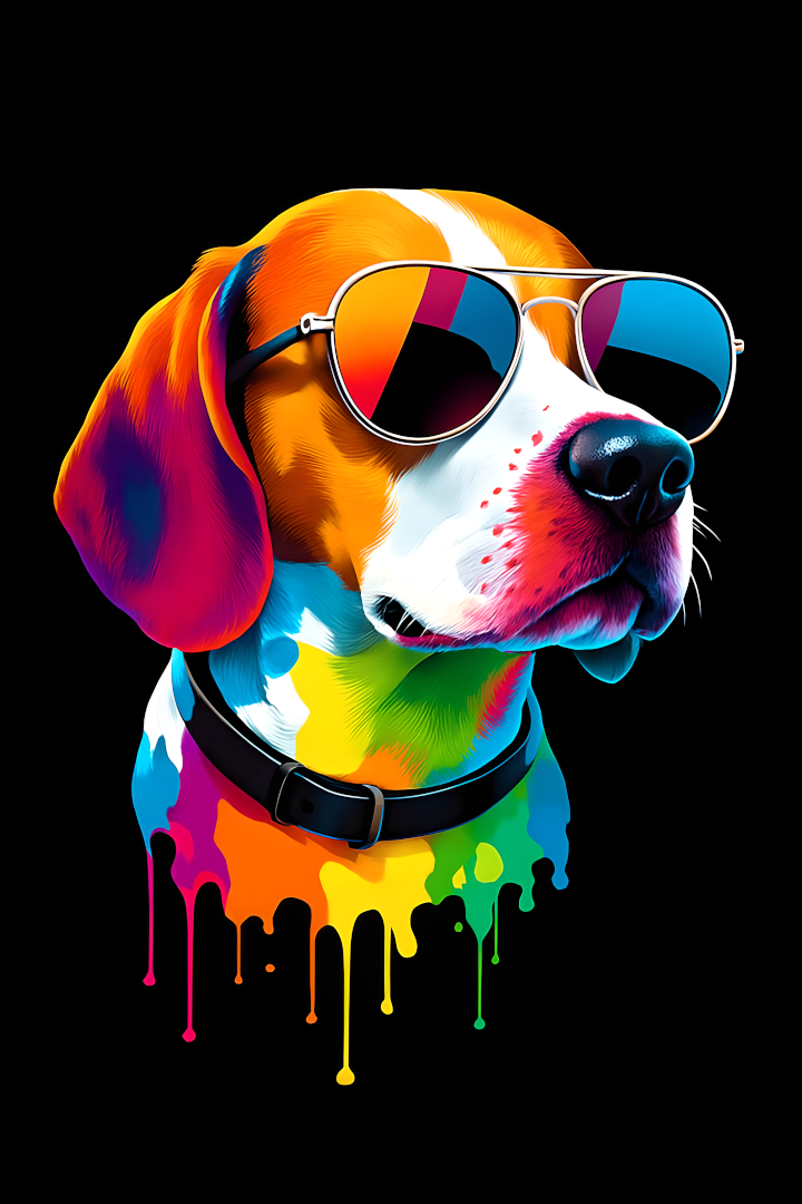 Coole Beagle met zonnebril – A4 kunstprint op glanzend fotopapier