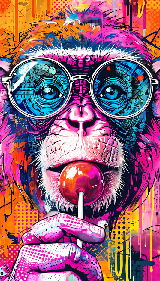Lickin’ Legend – Neon Pop Art Monkey Poster (A4, Glossy Photo Paper)