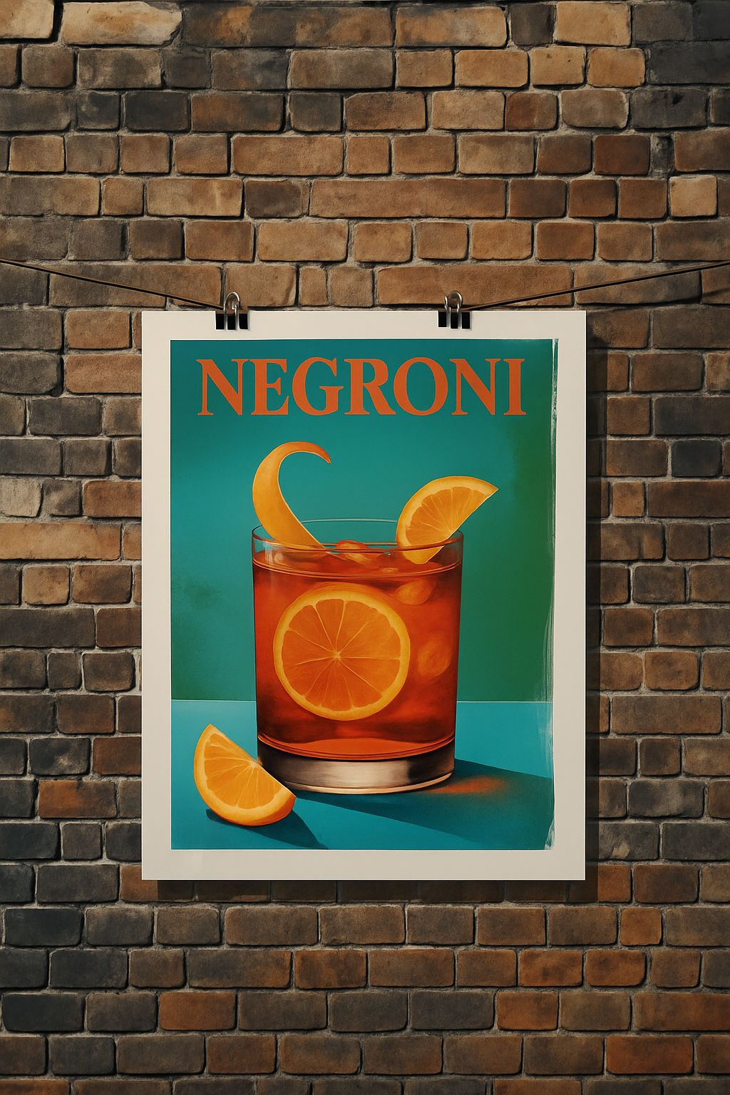 Negroni – Vintage Cocktail Art Poster (A4, Glossy Photo Paper)